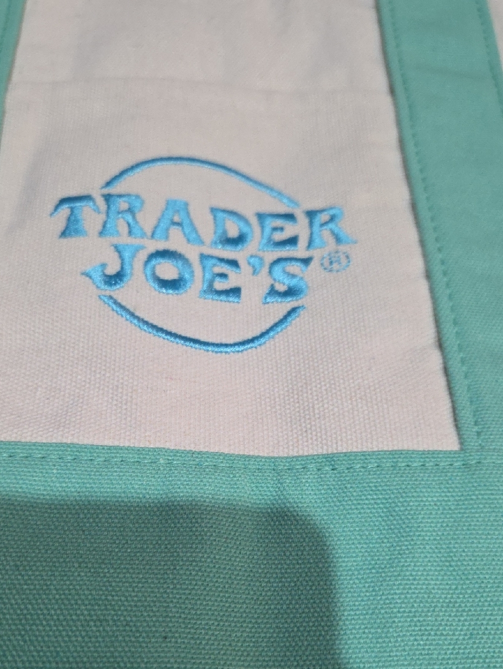 Mini Pastel Canvas Tote Bag - Mint/Beige - Picture 2 of 2